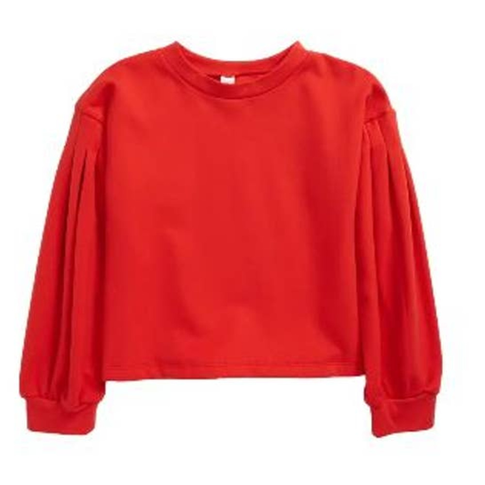 1901 Kids Red Tomato Pleated Sleeve Fleece Sweatshirt NWOT Girls Size L 10-12